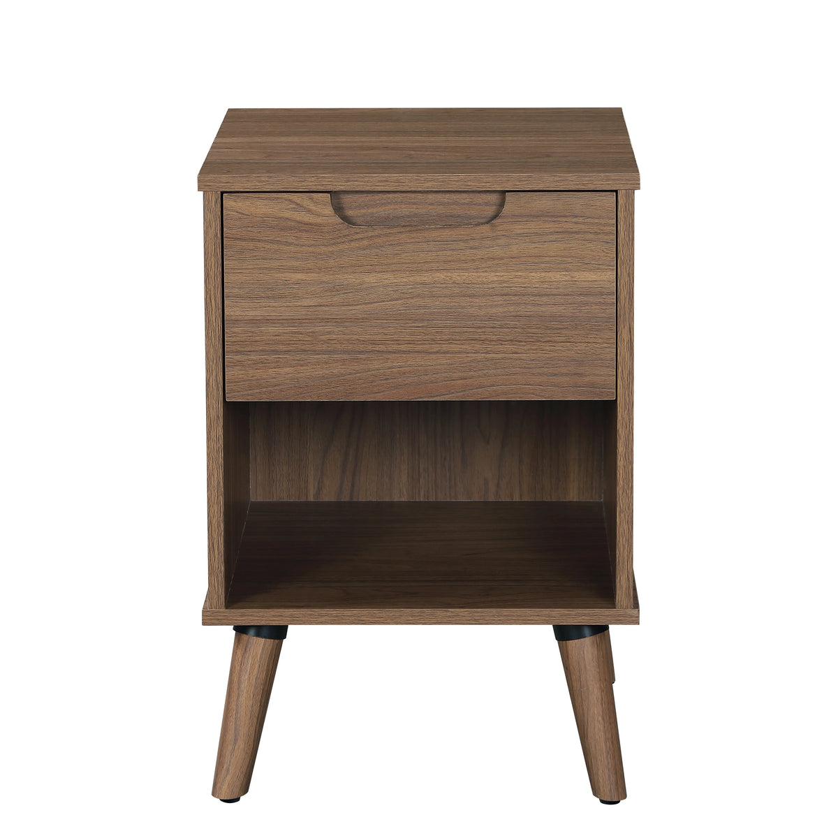 1 Drawer Brown Walnut Nightstand H415