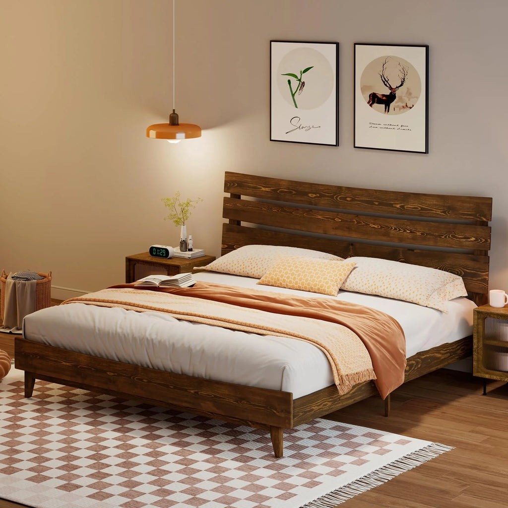 Solid Wood Bed Frame with Headboard King A930647