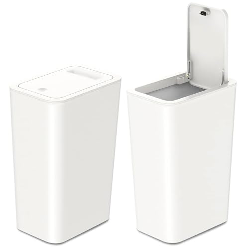 2 Pack 15L 4 Gallon Plastic Trash Can with Press Top Lid M2280