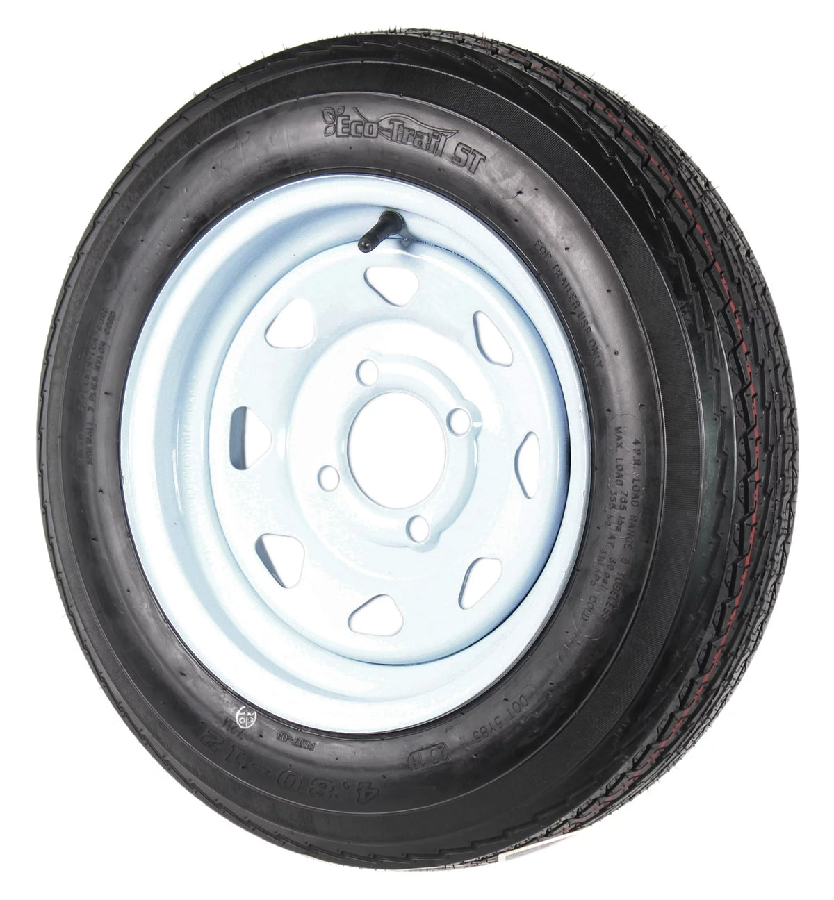 12" Trailer Tires On Rims 4 Lug White Spoke I554520