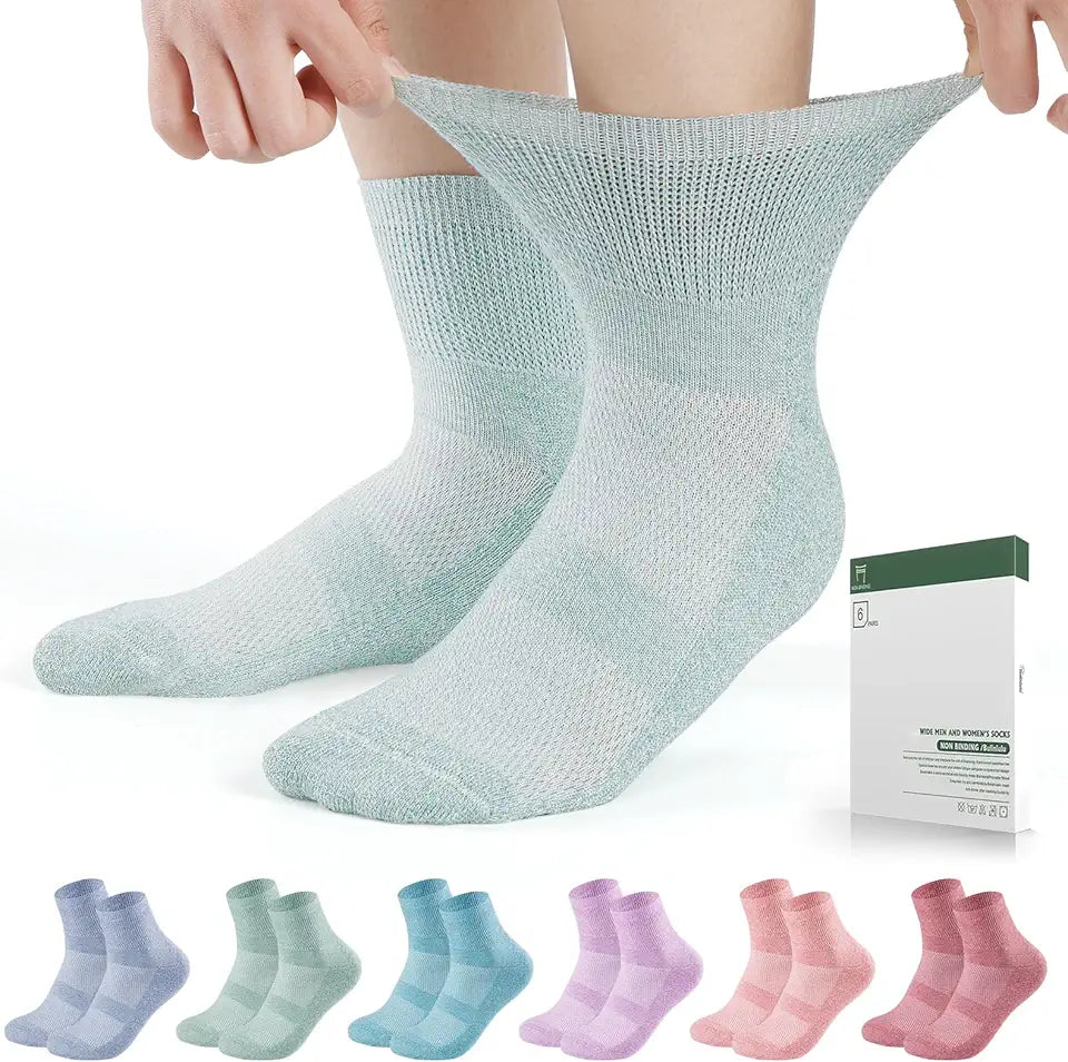 6 Pairs Bamboo Viscose Non Binding Ankle Diabetic Socks L568