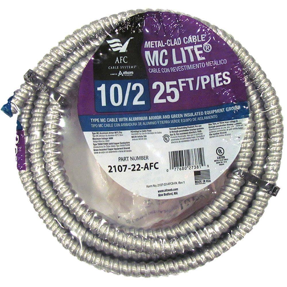 10/2 x 25 ft. Solid MC Lite Cable E6827