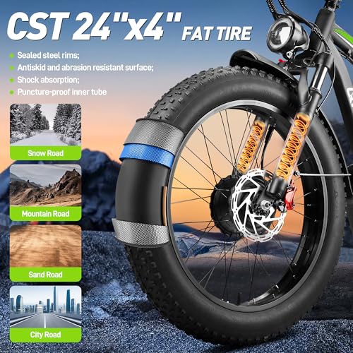 37MPH 3000W 23AH 7-Speed 26" Fat Tire Full Suspension Electric Bike R72493