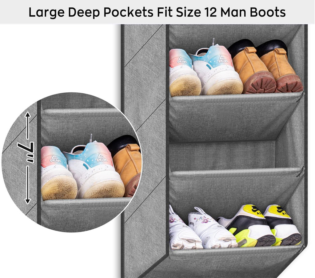 Grey Over The Door Shoe Organizer with Large Deep Pockets Q733645