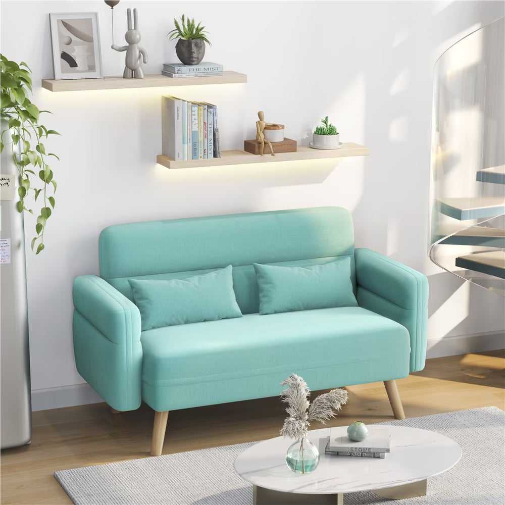 Aquamarine 2 Seater Sofa with Solid Wood Legs G420