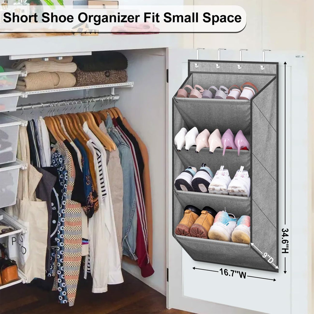 Grey Over The Door Shoe Organizer with Large Deep Pockets Q733645