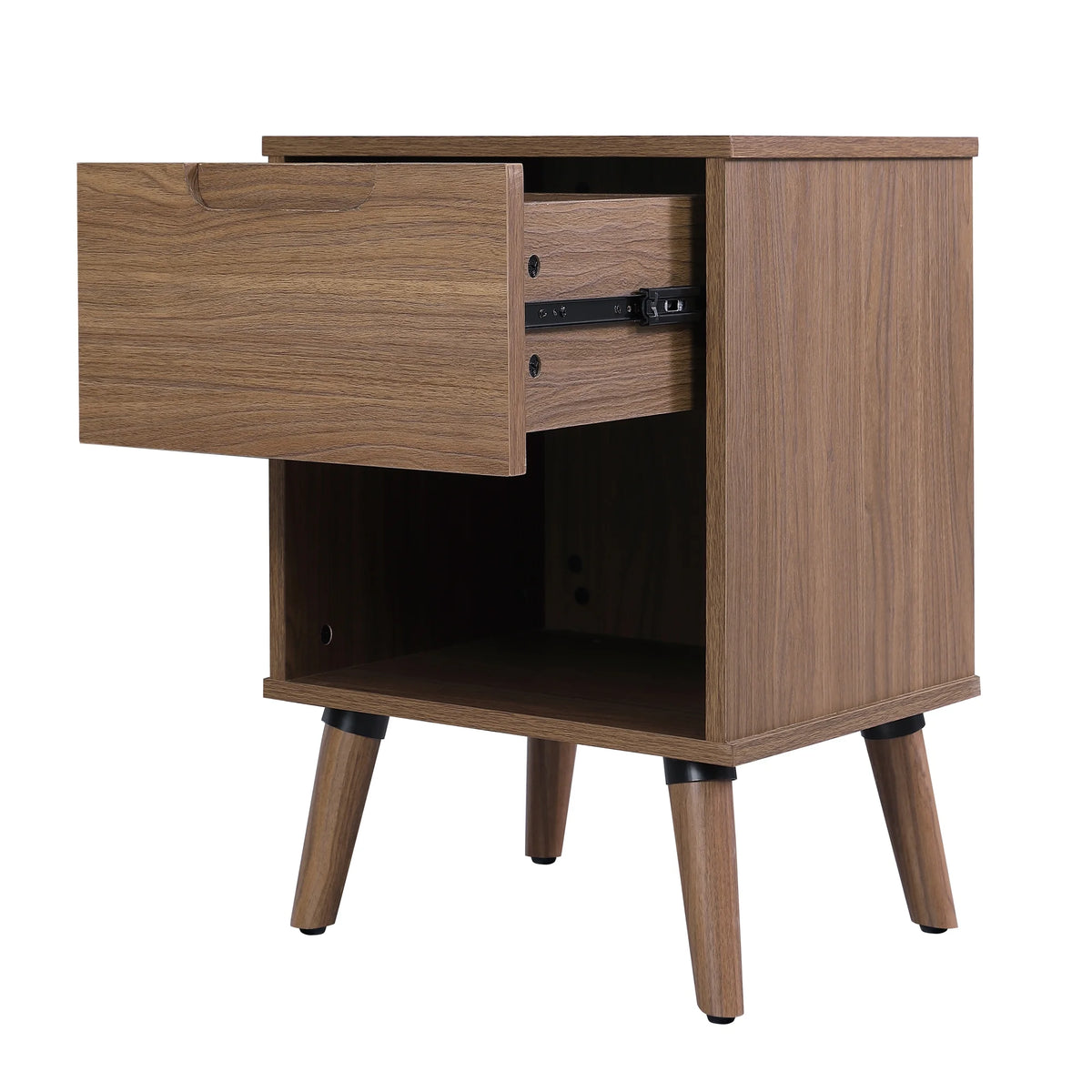 1 Drawer Brown Walnut Nightstand H415