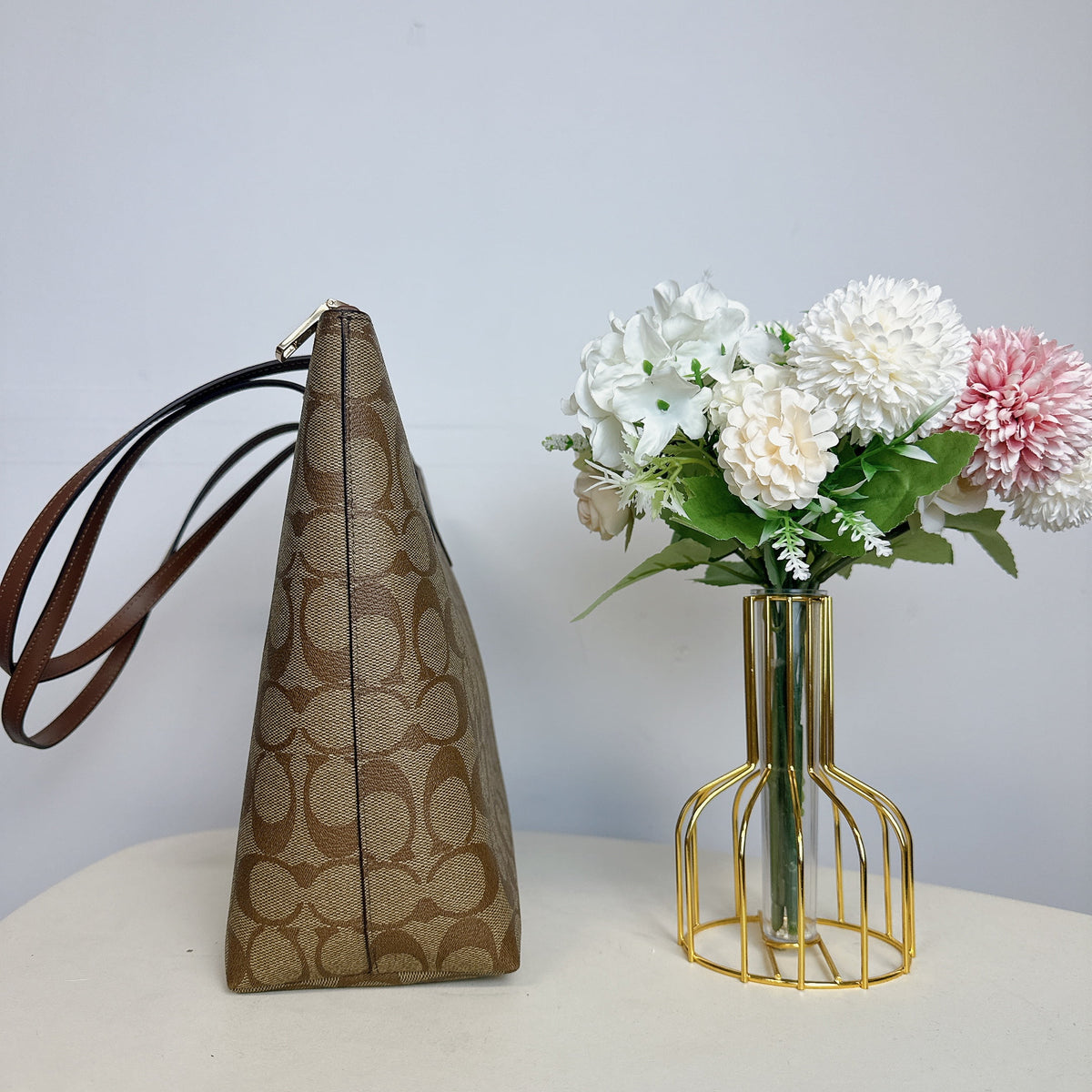 Khaki Zip Tote Q997