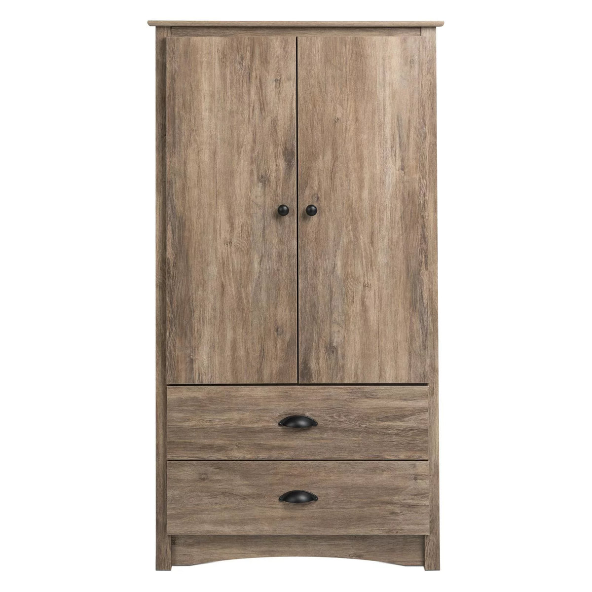 2 Door Wooden Bedroom Armoire in Drifted Gray G60232