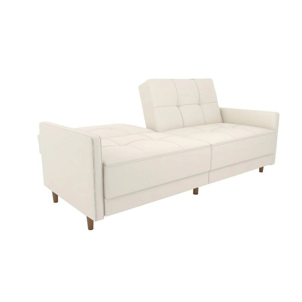 White Faux Leather Convertible Sleeper Sofa C157