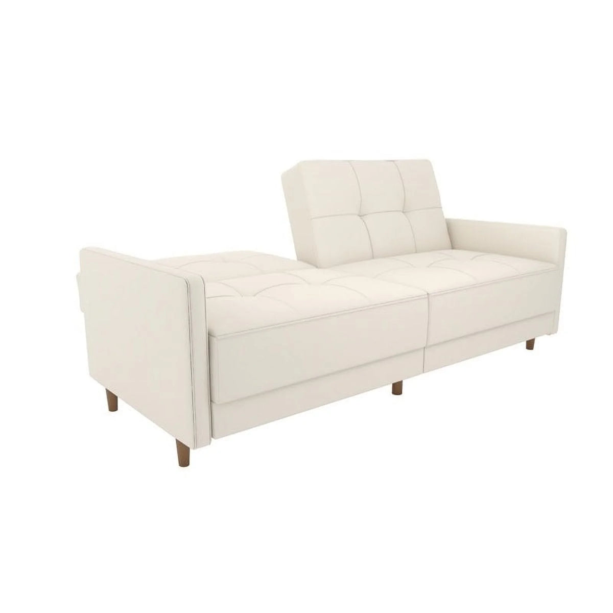 White Faux Leather Convertible Sleeper Sofa C157