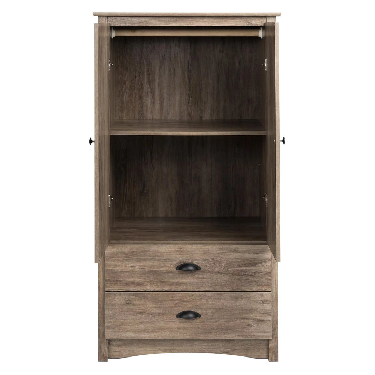 2 Door Wooden Bedroom Armoire in Drifted Gray G60232