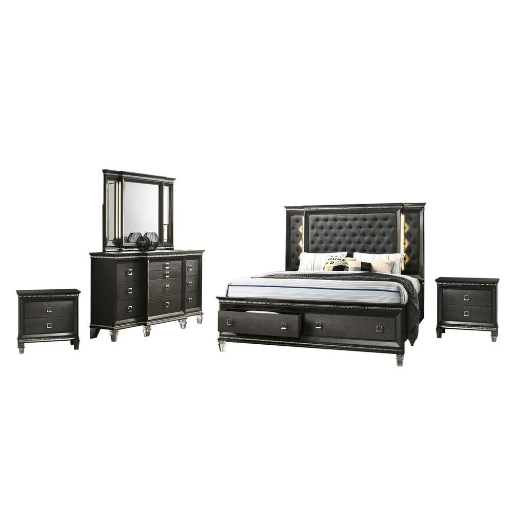 Gray 5 Piece Bedroom Set with Light up Headboard B834577