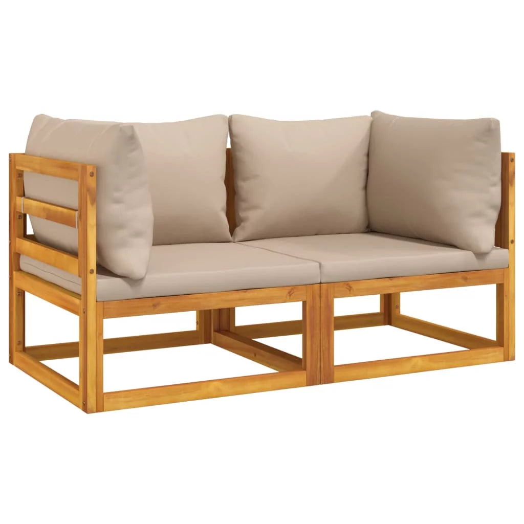 Taupe Cushions Solid Wood Acacia Sectional Corner Sofas Z506948