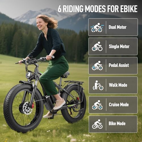 37MPH 3000W 23AH 7-Speed 26" Fat Tire Full Suspension Electric Bike R72493