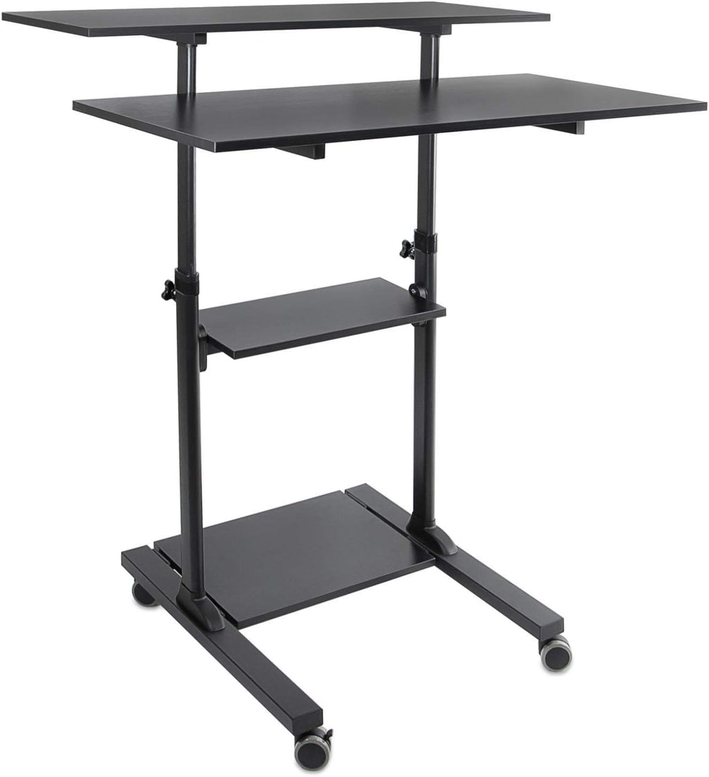 Black Height Adjustable Rolling Workstation Desk J302