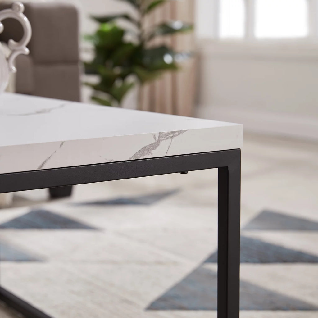 White Marble Square Coffee Table H5661