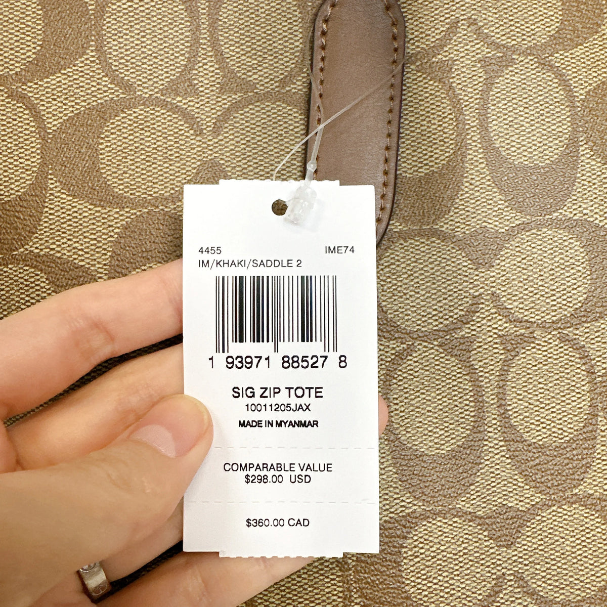 Khaki Zip Tote Q997