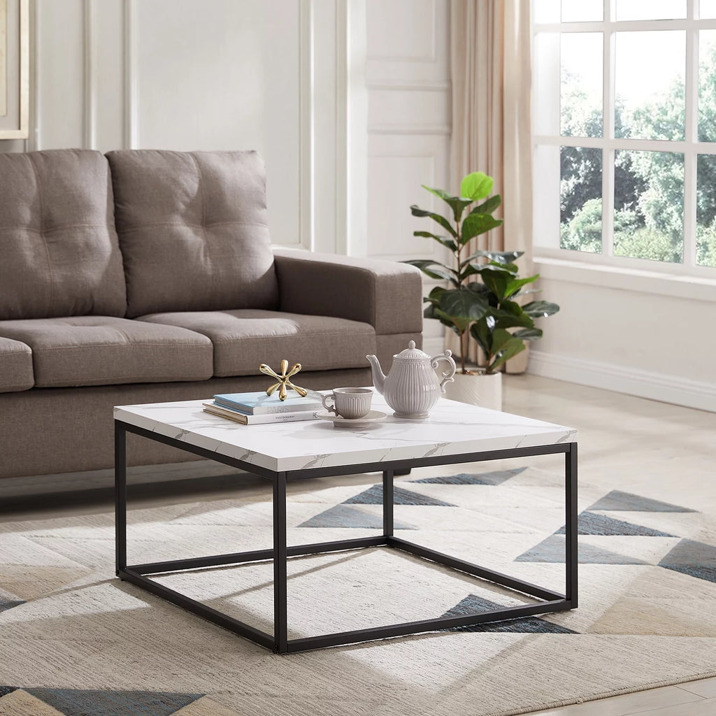 White Marble Square Coffee Table H5661