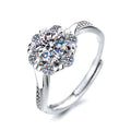 1 Carat Moissanite Adjustable Engagement Ring 925 Sterling Silver Solitaire Rings G825