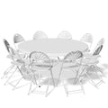 11 Pieces 5 Ft White Bi-Fold Plastic Folding Table Set with 10 Folding Chairs G6623