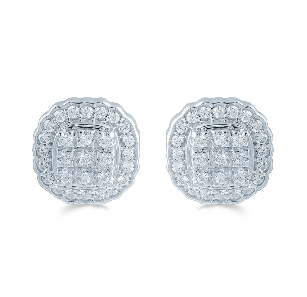 Cluster Diamond Earrings in Sterling Silver A4712
