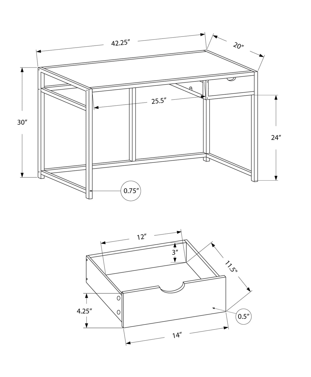 White Computer Desk with Storage Drawer K80041