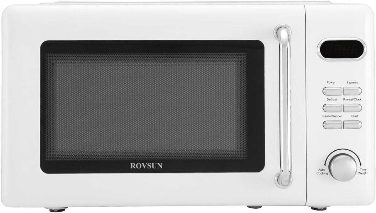 0.9 Cu.ft 900W Retro Countertop Microwave Oven White D7770
