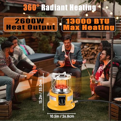 2 in 1 Propane Heater & Stove, 13000 BTU Portable Propane Heater with Handle O531884