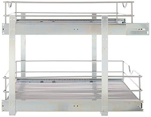20.625 in. W x 21.75 in. D x 16.25 in. H Double Tier Pull Out Cabinet Organizer, Frosted Nickel D1022