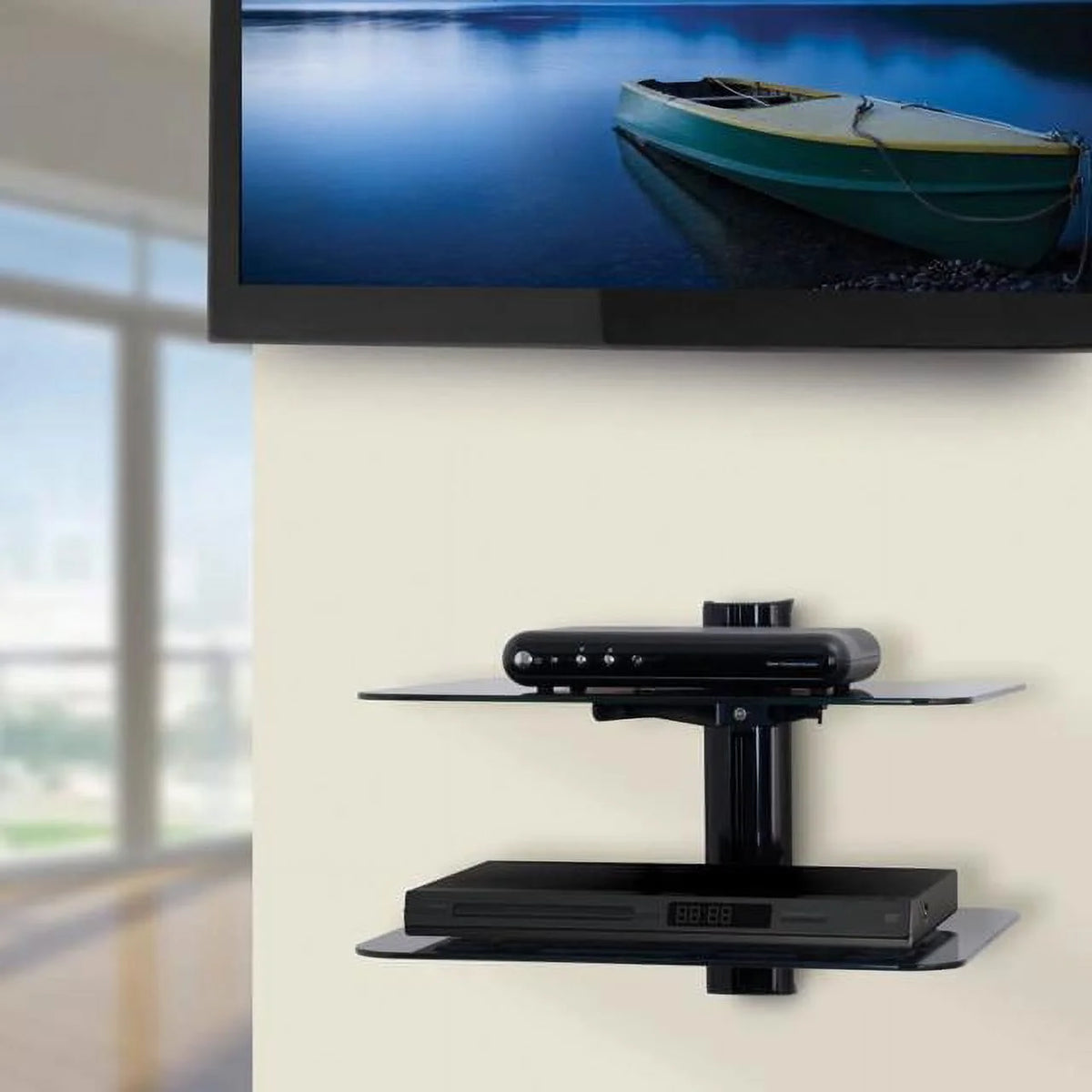 Black AV Wall Shelves 2 Shelves B718491
