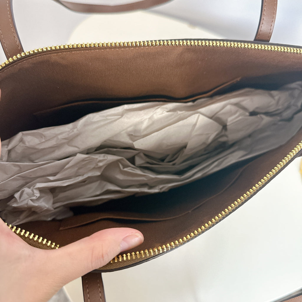 Khaki Zip Tote Q997