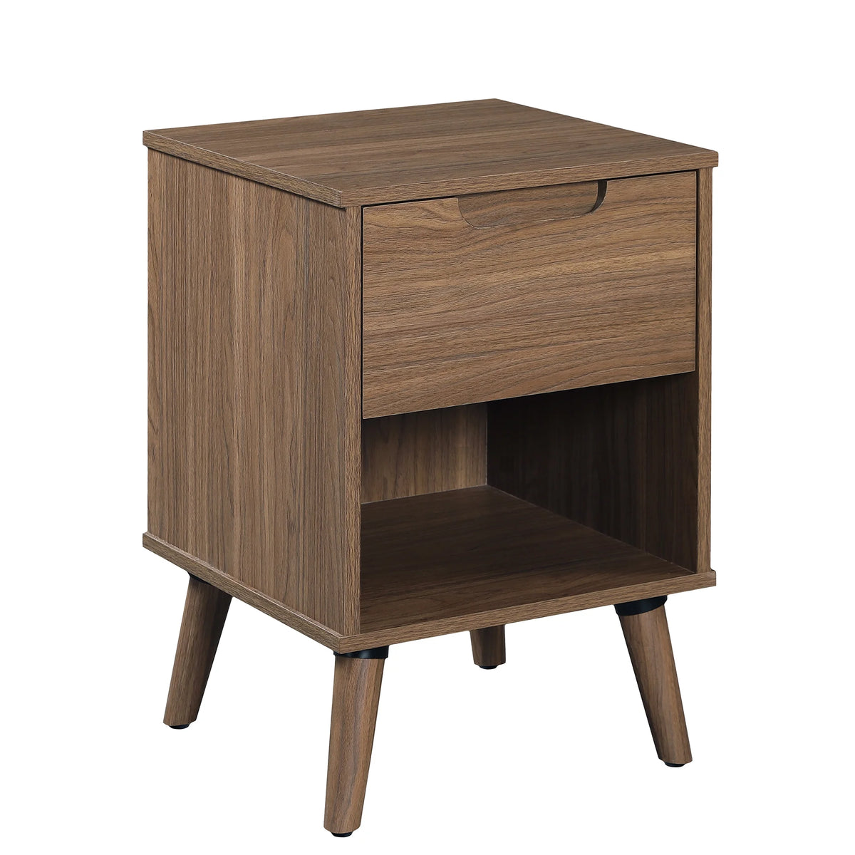 1 Drawer Brown Walnut Nightstand H415