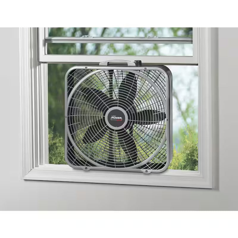20 in. 3 Speeds Gray Box Fan with Carry Handle H2208