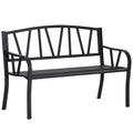 Black Metal Garden Bench with Armrests G13178