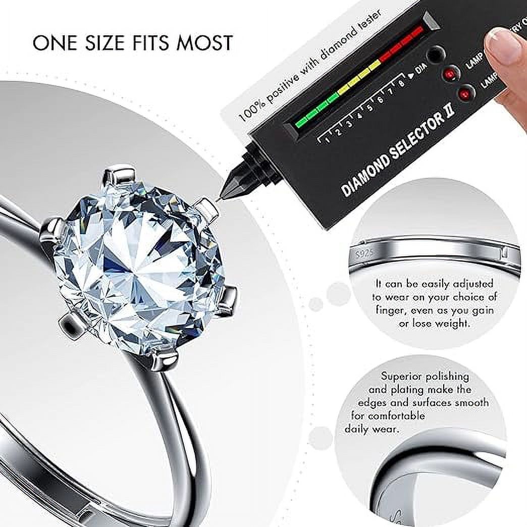 1 Carat Moissanite Adjustable Engagement Ring 925 Sterling Silver Solitaire Rings G825