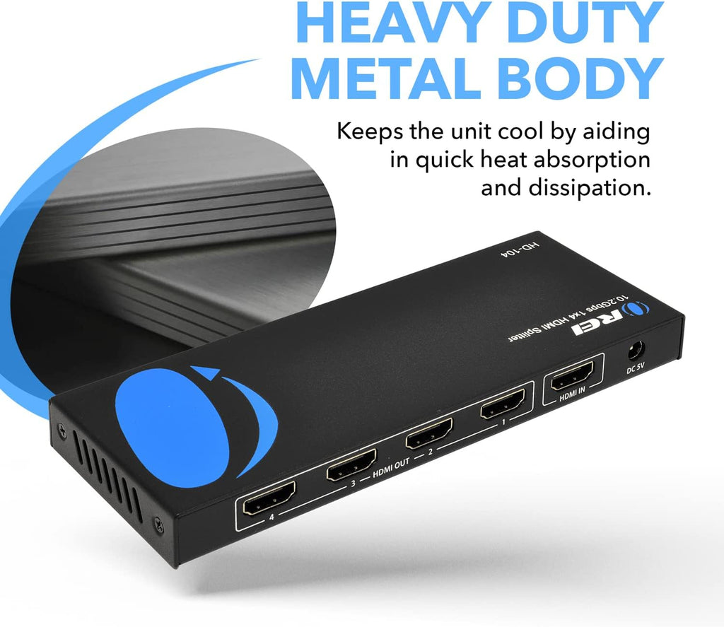 4K 1x4 HDMI Splitter Powered Ver 1.4 Full HD 1080P 3D Support Black G974
