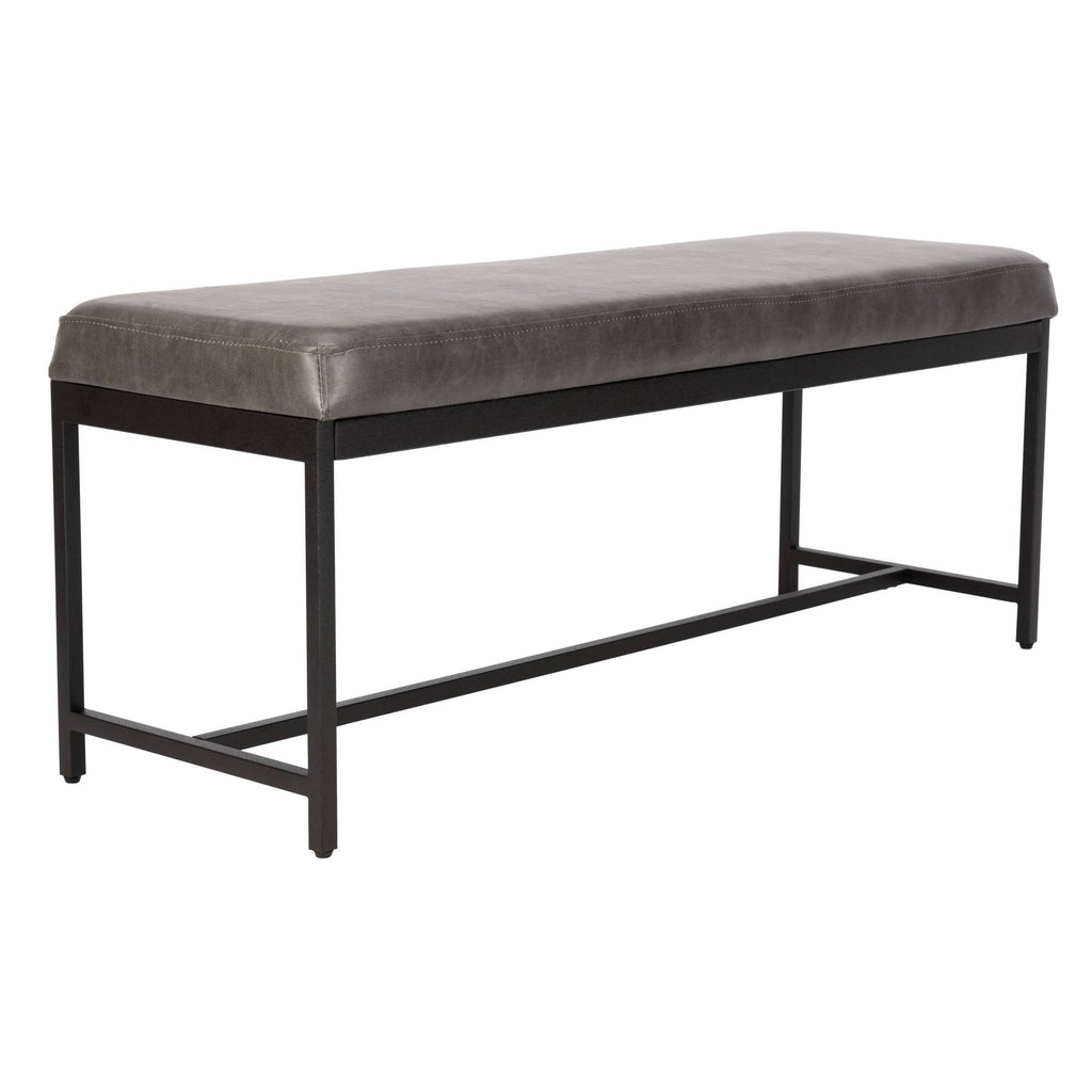 Grey Faux Leather Bench L6584