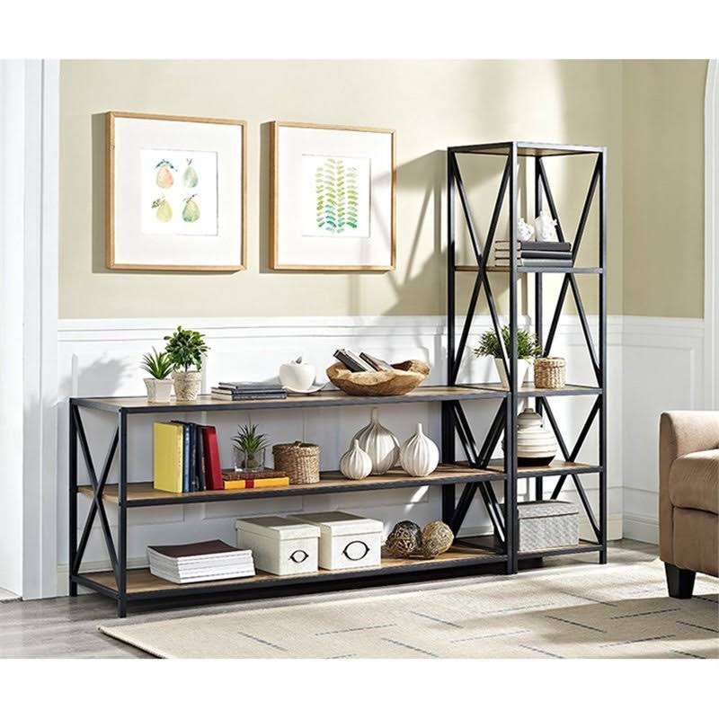 2 Shelf Wide Bookcase in Barnwood M72007