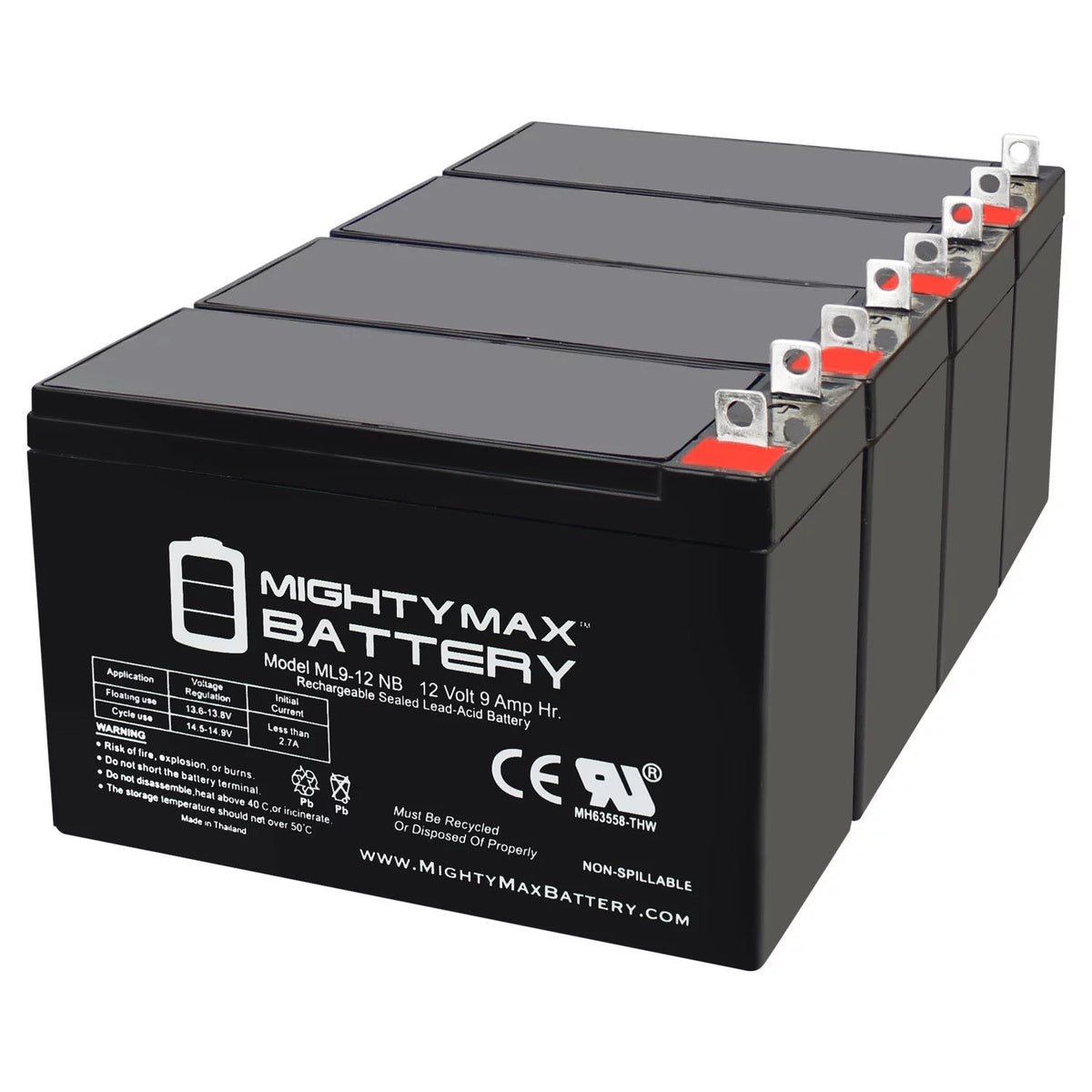 12 Volt 9 AH Rechargeable SLA AGM Battery D4608