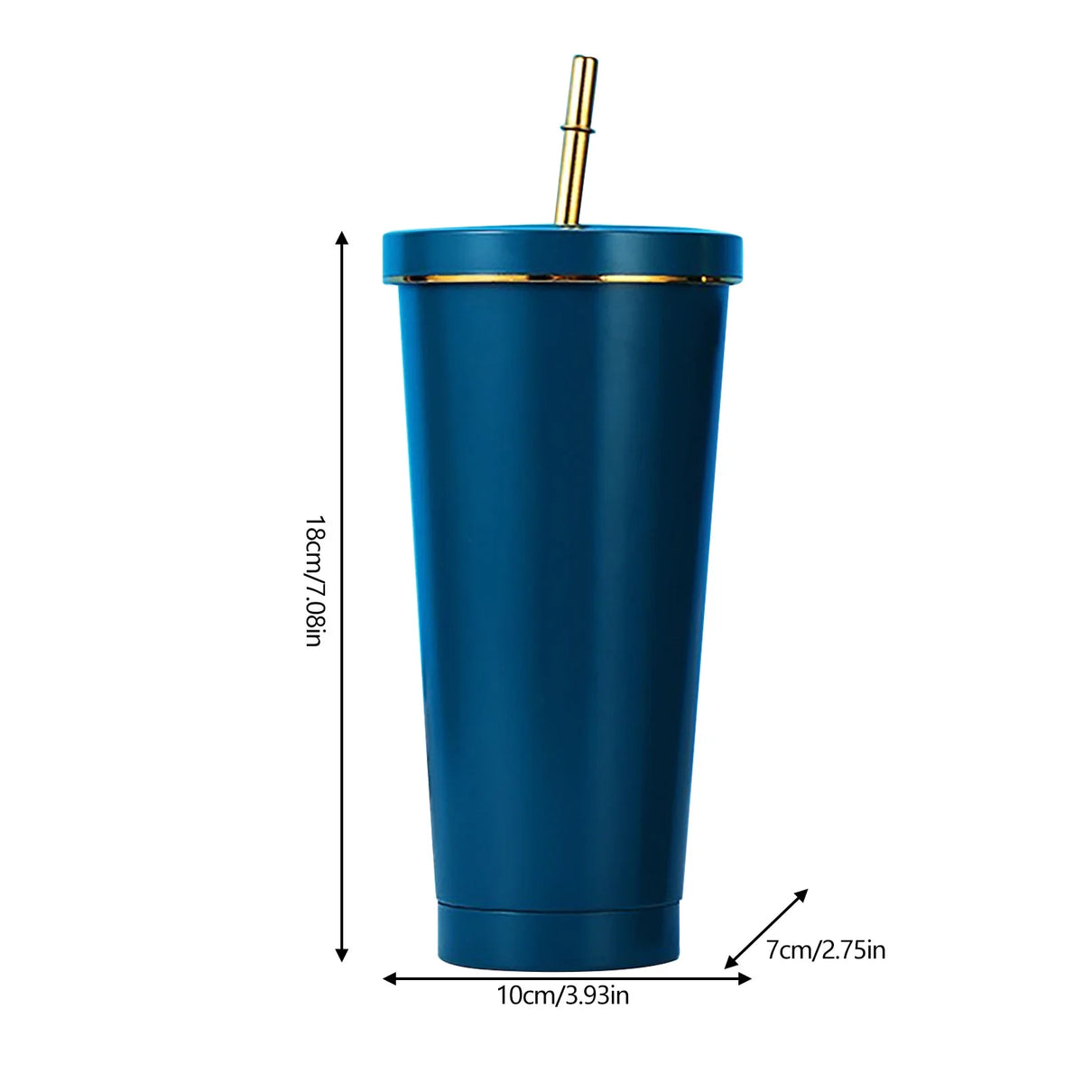 500Ml Double Layer Stainless Steel Water Bottle With Straw K61922