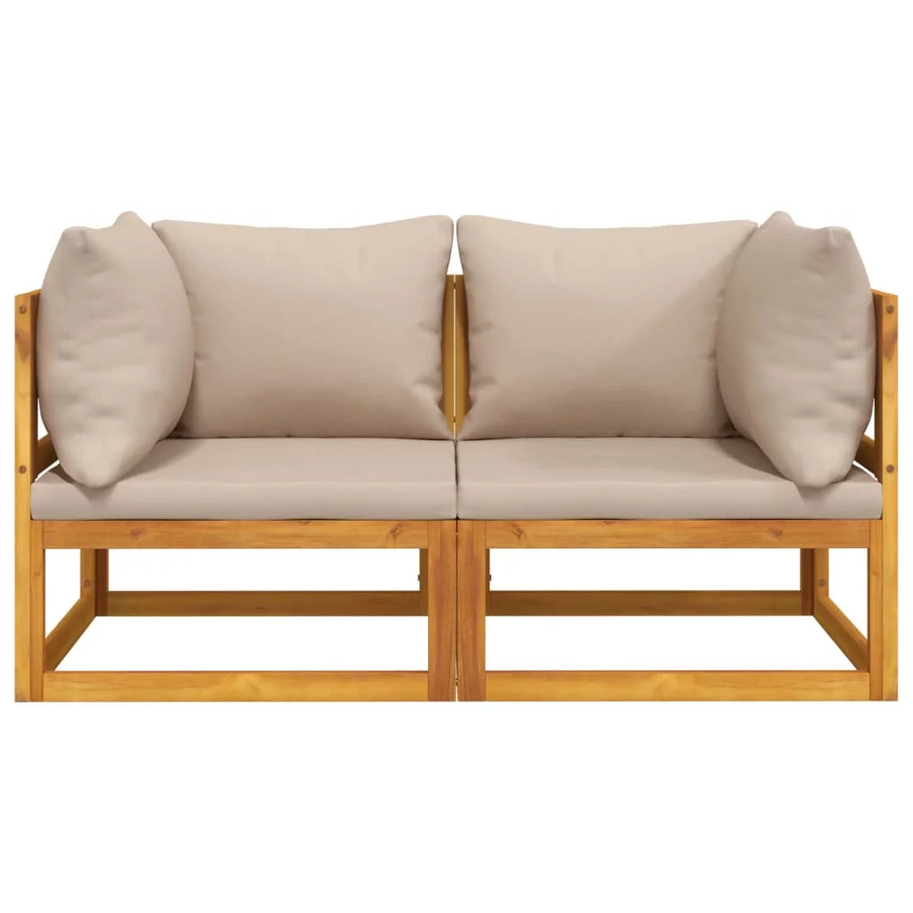 Taupe Cushions Solid Wood Acacia Sectional Corner Sofas Z506948