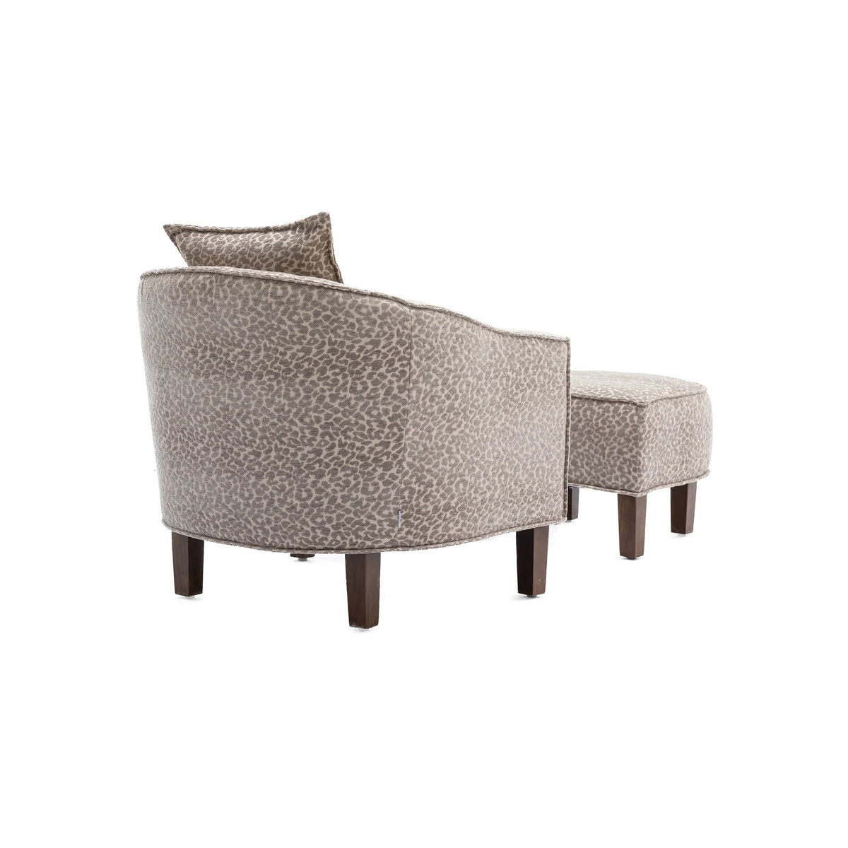 Leopard Gray Linen Polyester Upholstered Barrel Chair with Ottoman Y1826