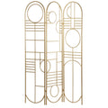 Metal 3 Panel Room Divider Screen with Geometric Pattern H6858