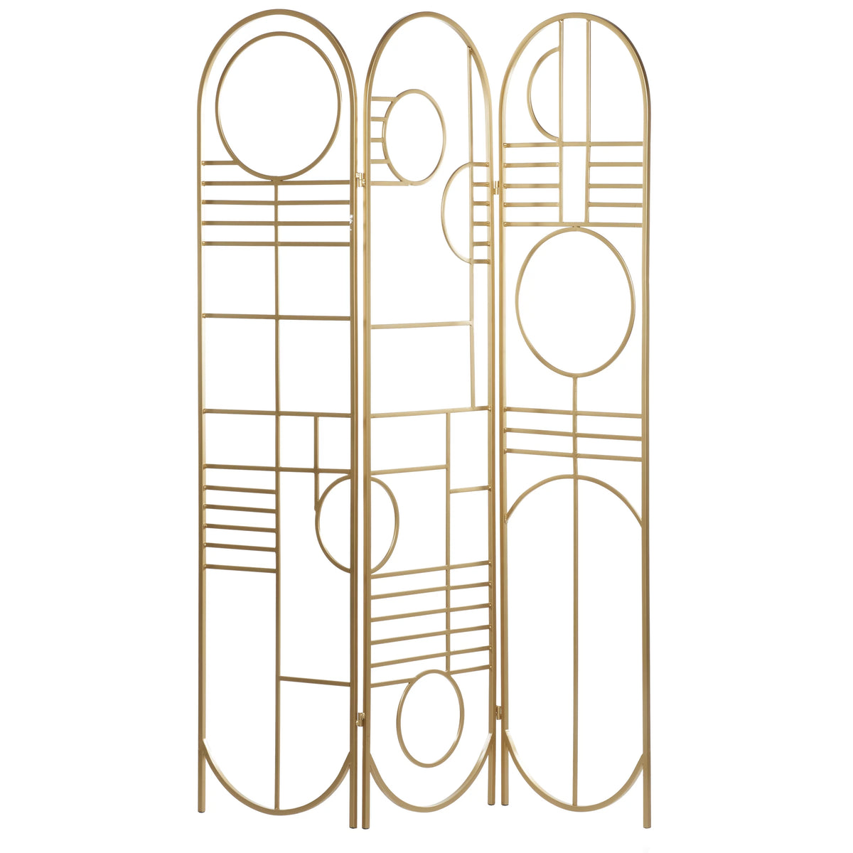 Metal 3 Panel Room Divider Screen with Geometric Pattern H6858
