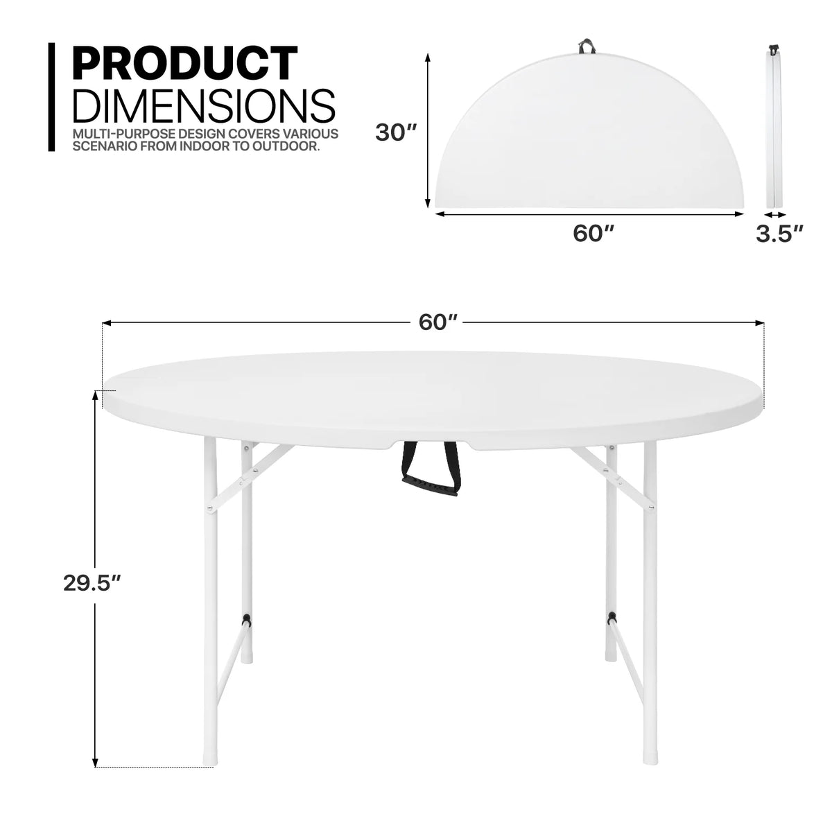 11 Pieces 5 Ft White Bi-Fold Plastic Folding Table Set with 10 Folding Chairs G6623