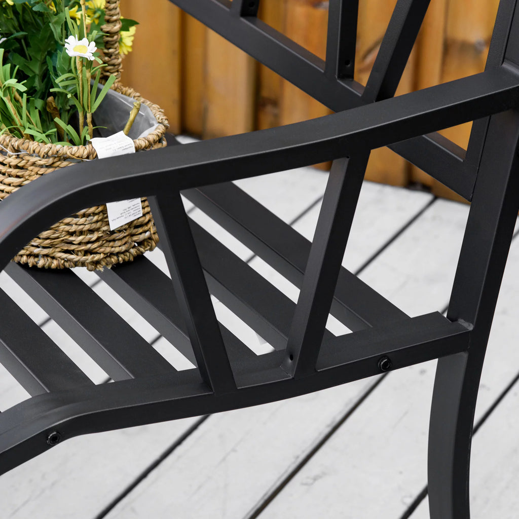 Black Metal Garden Bench with Armrests G13178