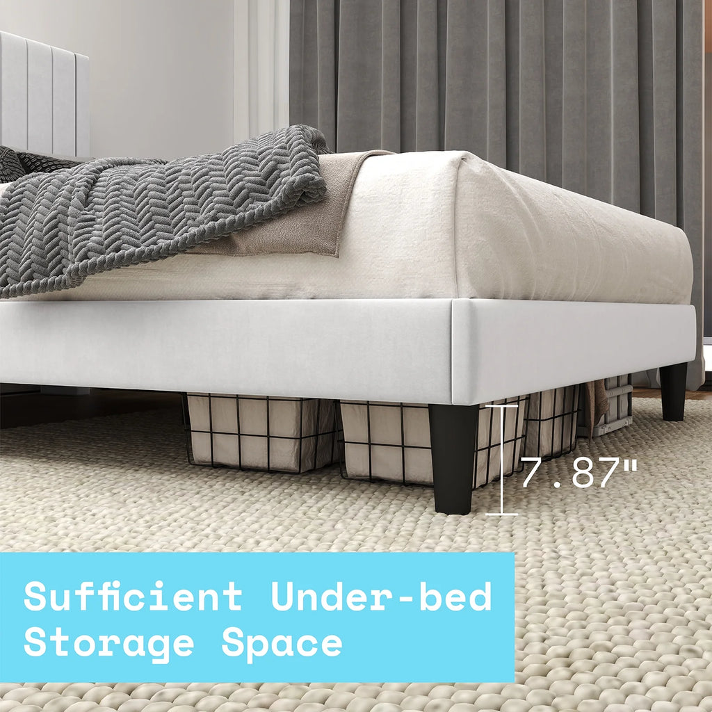 White King Platform Bed Frame with Headboard M82442