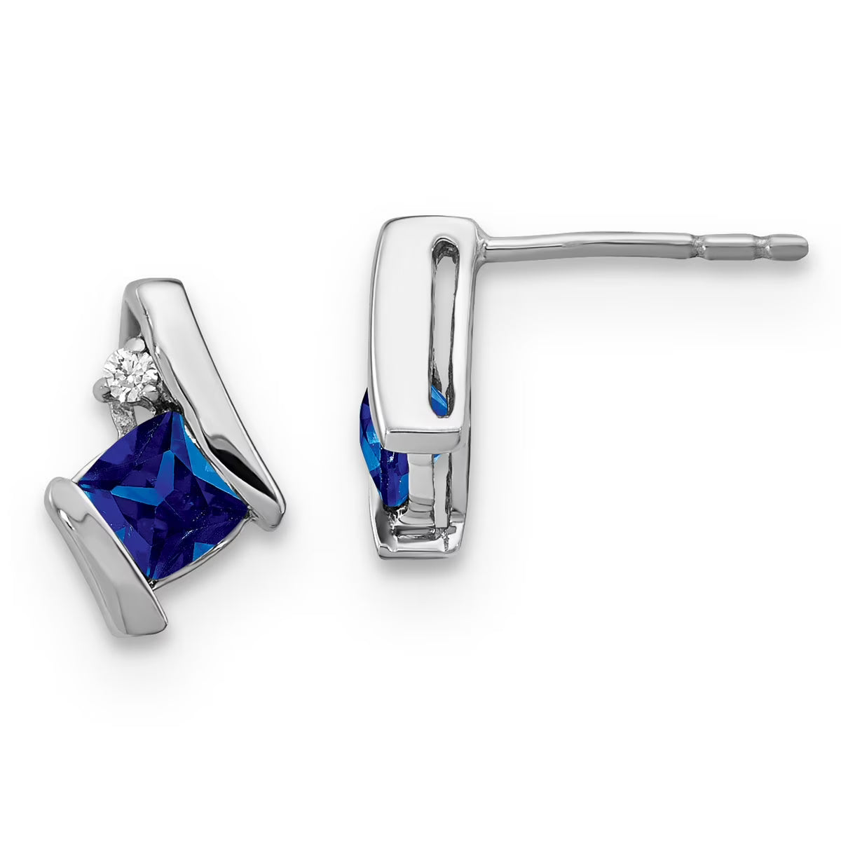 10 Karat White Gold Sapphire & Diamond Earrings Q1313