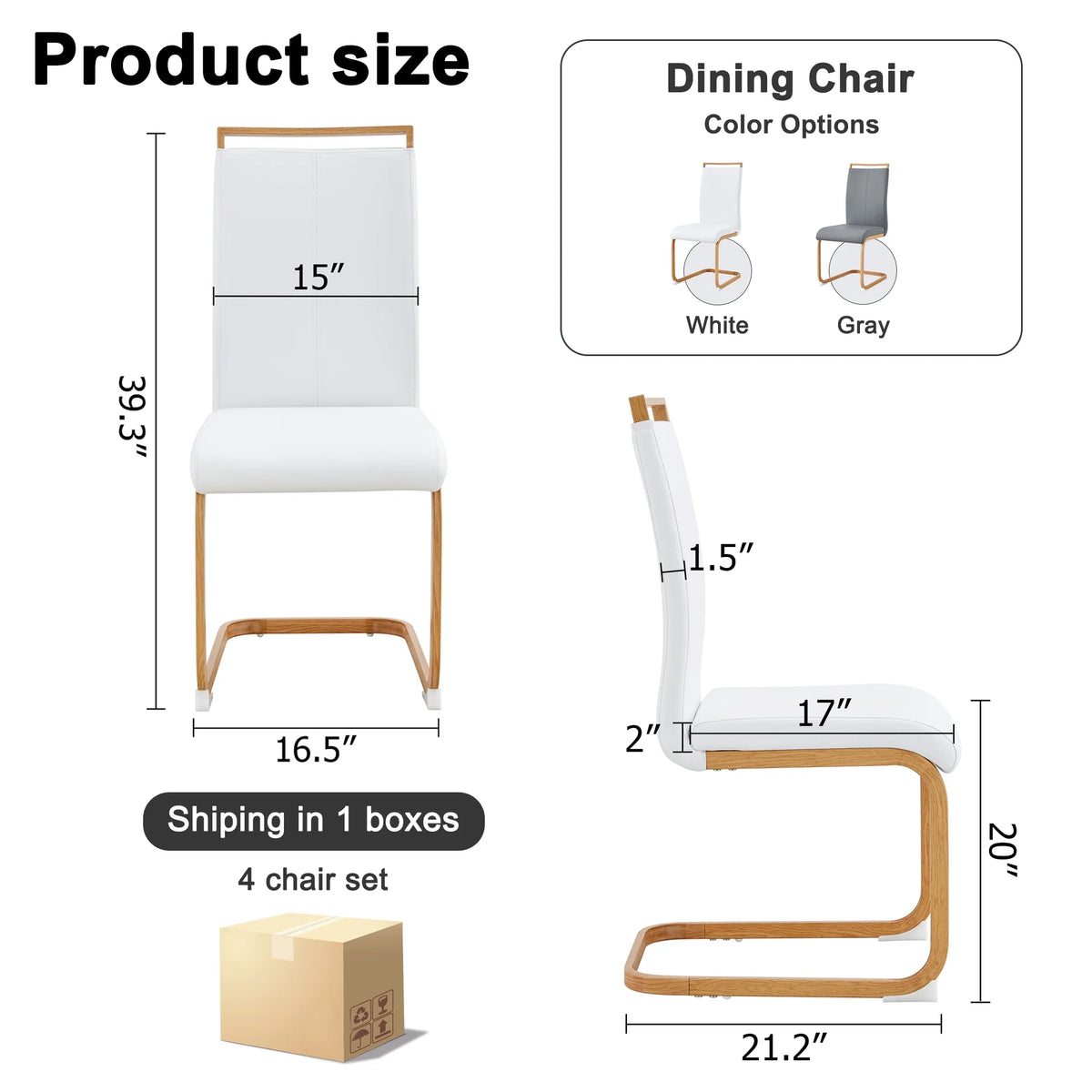 White Faux Leather Dining Chairs Set of 4 K1342